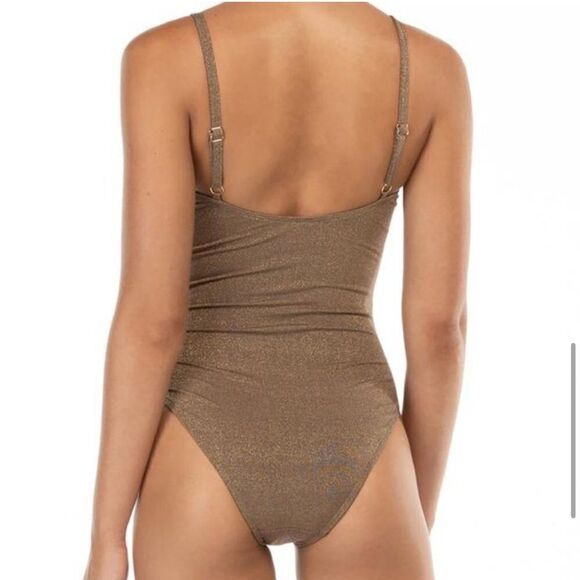 Peony gold swimsuit size 10AU / US6 ruched lined top - Picture 8 of 14